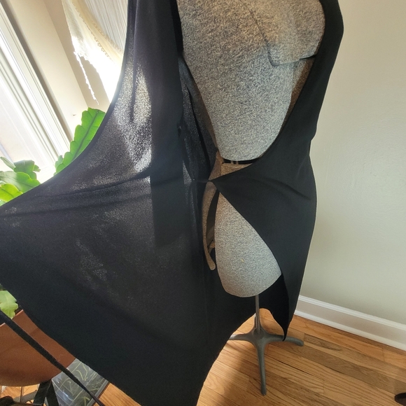 American Apparel Black Tulip Hem Maxi Wrap Dress Size Medium - Picture 4 of 6